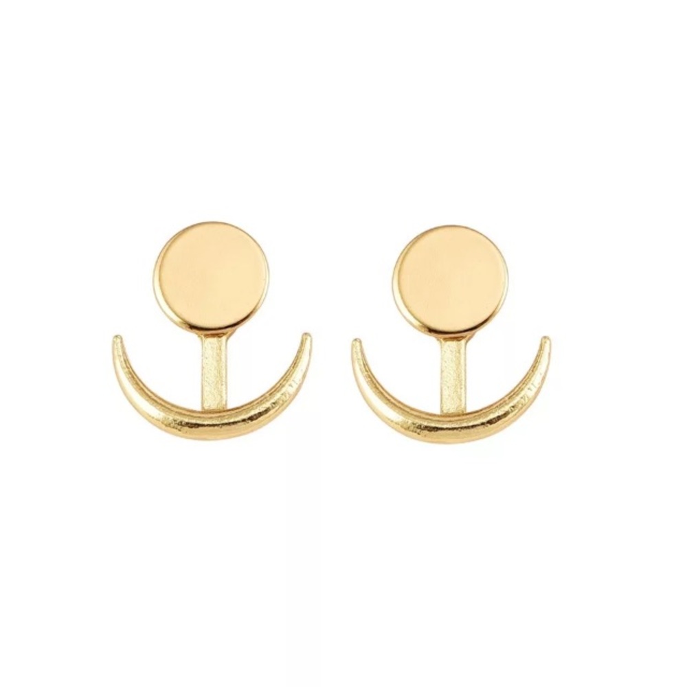 Boho Gold crescent moon earrings - Picture 3 of 7